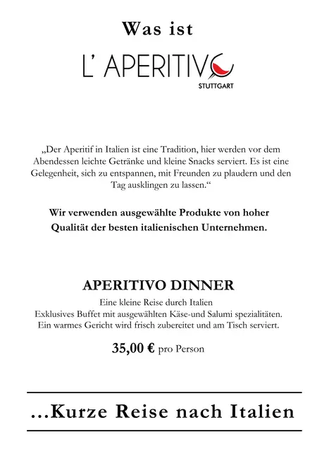 Speisekarte L'Aperitivo Seite 1